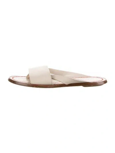 Pre-owned Jil Sander Leather Cutout Accent Slides In Neutrals