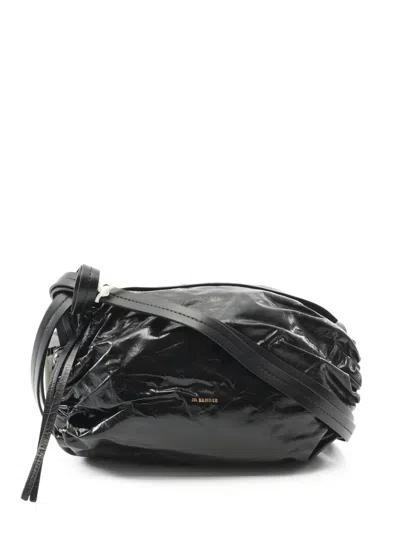 Pre-owned Jil Sander Leather Drawstring Cross Bag In Black