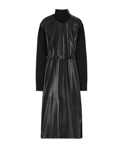 Jil Sander Leather Dress In Black