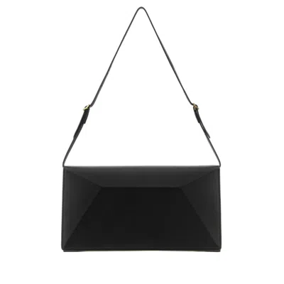 Jil Sander Leather Envelope Clutch  Black