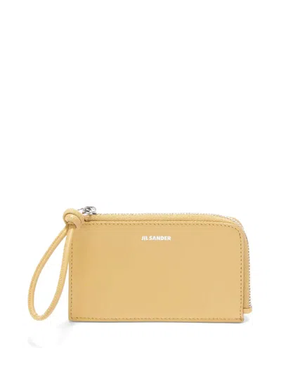 Jil Sander Leather Envelope Coin Purse In Neutrals