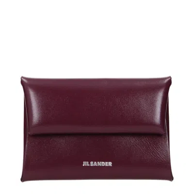 Jil Sander Leather Envelope Wallet In Burgundy