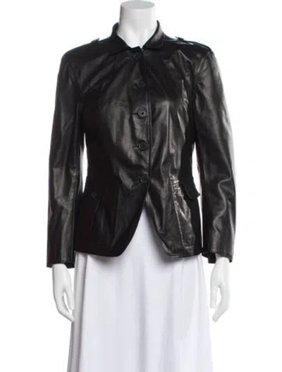 Pre-owned Jil Sander Leather Evening Jacket In Black