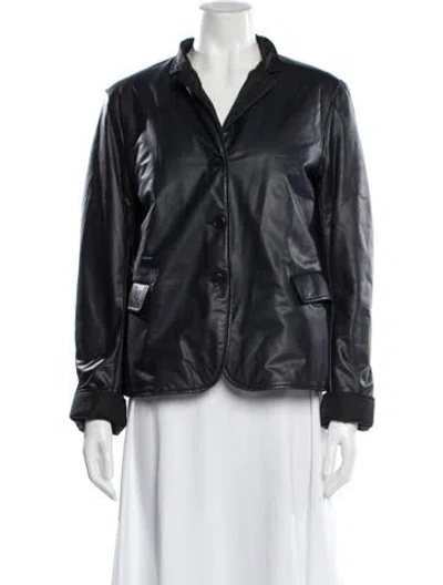 Pre-owned Jil Sander Leather Evening Jacket In Blue