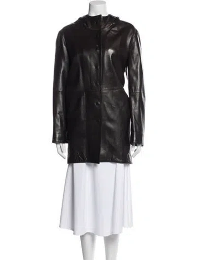 Pre-owned Jil Sander Leather Faux Fur Coat In Black