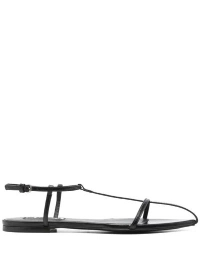 Jil Sander Leather Flat Sandals In Black