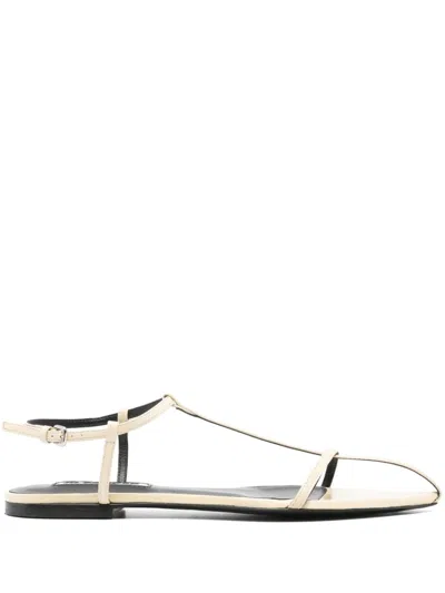 Jil Sander Leather Flat Sandals In Animal Print