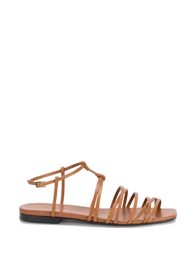 Jil Sander Leather Flat Sandals In Burgundy