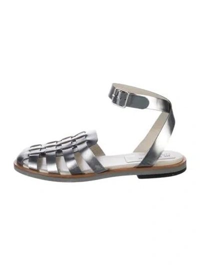 Pre-owned Jil Sander Leather Flats In Silver