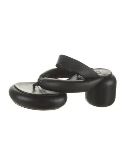 Pre-owned Jil Sander Leather Flip Flops In Black