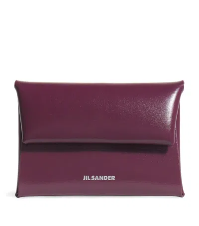 Jil Sander Leather Folded Coin Holder In Purple