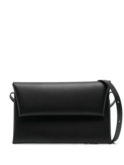 Jil Sander Leather Foldover Top Handbag In Black