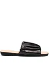 Jil Sander Leather Gathered-detail Slides In Black