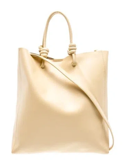 Pre-owned Jil Sander Leather Giro Tote Bag Medium In Neutral