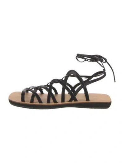 Pre-owned Jil Sander Leather Gladiator Sandals In Black