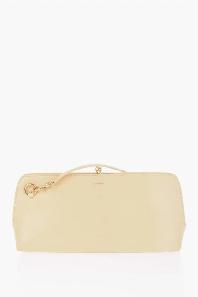 Jil Sander Leather Handbag With Removable Shoulder Strap In Yellow