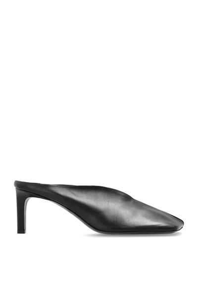Jil Sander Leather Heeled Mules In Black