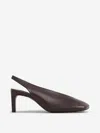 Jil Sander Leather Slingback Pumps In Brown