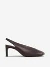 Jil Sander Leather Slingback Pumps In Brown