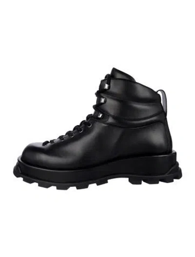 Pre-owned Jil Sander Leather Hiking Boots In Black
