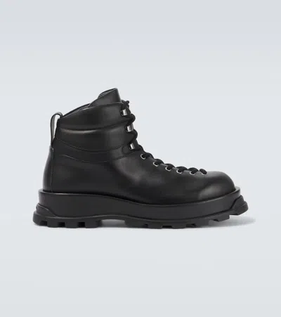 JIL SANDER LEATHER HIKING BOOTS