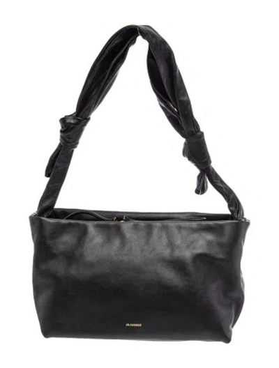 Pre-owned Jil Sander Leather Hitch Zip Napa Medium In Black