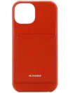 Jil Sander Leather Iphone 15 Case With With Card Compartment In Orange