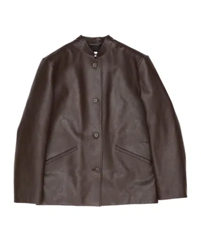 Jil Sander Leather Jacket In Burgundy