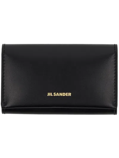Jil Sander Leather Keychain Clutch Bag In Black