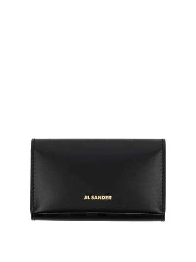 Jil Sander Leather Keychain Clutch Bag In Black