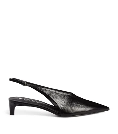 JIL SANDER LEATHER KITTEN-HEEL SLINGBACKS 35