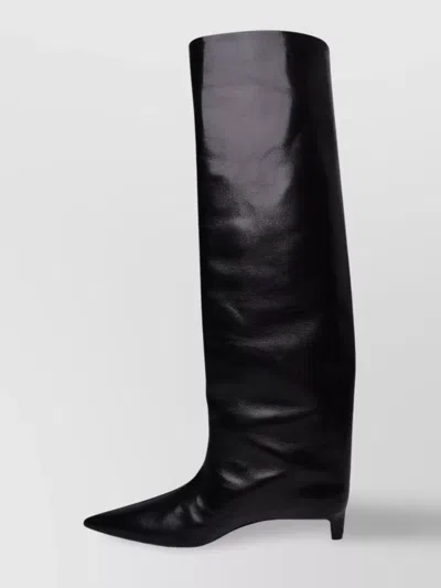Jil Sander Leather Knee High Boots In Black