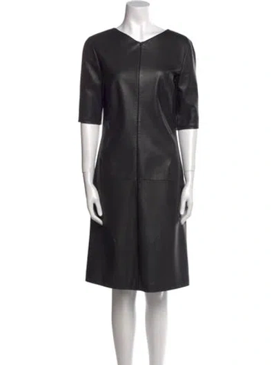 Pre-owned Jil Sander Leather Knee-length Dress In Black