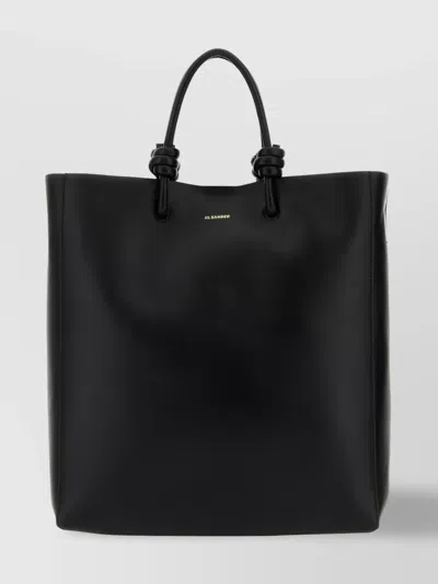 Jil Sander Knot-detail Leather Tote Bag In Black
