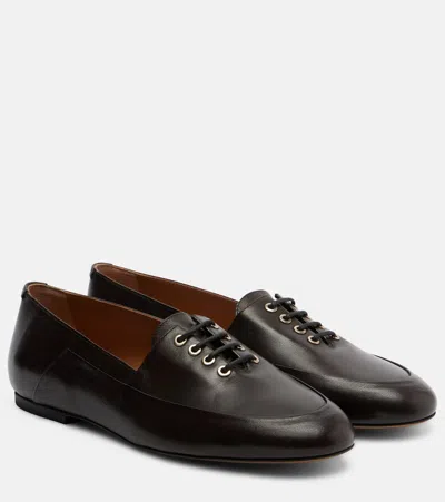 Jil Sander Leather Lace-up Loafers In Animal Print