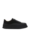 Jil Sander Lace-up Canvas Sneakers With Chunky Sole In Black
