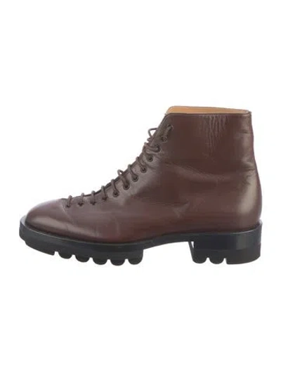 Pre-owned Jil Sander Leather Lace-up Boots In Brown