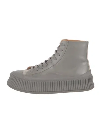 Pre-owned Jil Sander Leather Lace-up Boots In Gray