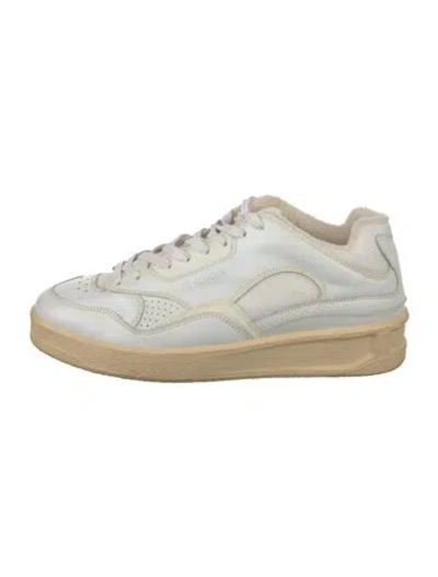 Pre-owned Jil Sander Leather Lasercut Accents Sneakers In White