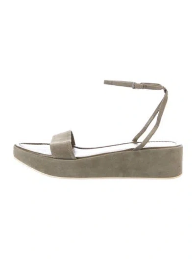 Pre-owned Jil Sander Leather Leather Trim Embellishment Sandals In Green