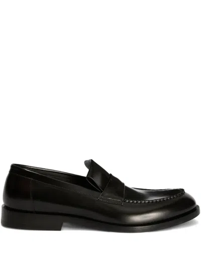 Jil Sander Men Black Leather Loafers