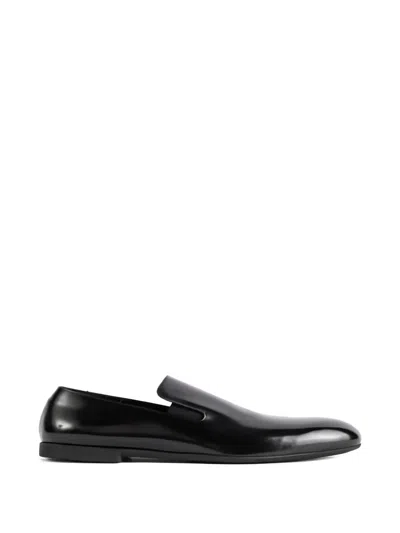 Jil Sander Leather Loafers In Black
