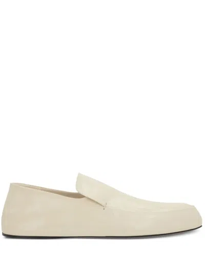Jil Sander Leather Loafers In White
