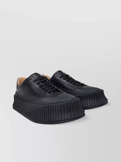 Jil Sander Leather Low-top Sneakers Platform Sole