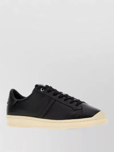 Jil Sander Leather Low Top Sneakers Round Toe In Black