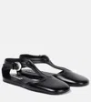 Jil Sander Leather Mary Jane Flats In Black