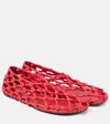 Jil Sander Red Hand-knotted Ballerina Flats In Red