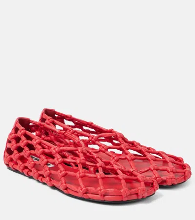 JIL SANDER KNOTTED LEATHER FLATS