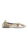 Shop Jil Sander Leather Metallic Gathered Ballet Flats In Yellow