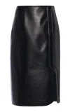 Jil Sander Leather A-line Midi Skirt In Black